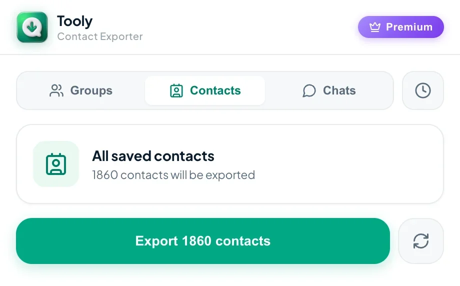 Select the Contacts tab in Tooly