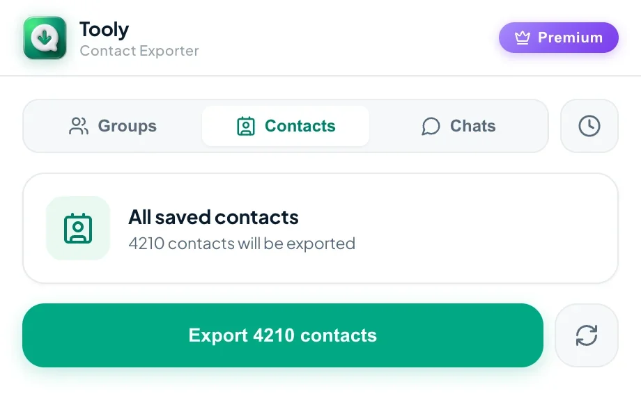 Select the Contacts tab in Tooly