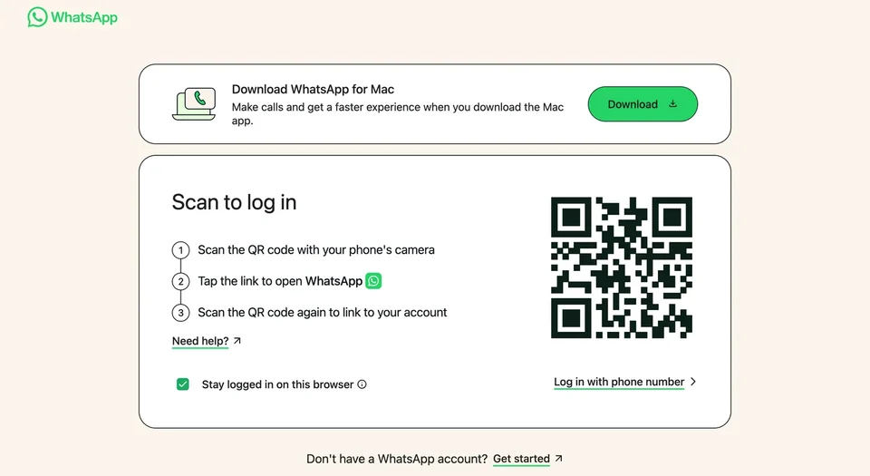 Sign in to WhatsApp Web by scanning the QR code