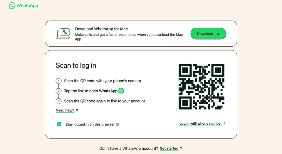 Sign in to WhatsApp Web by scanning the QR code